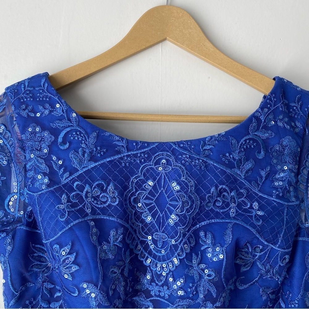 NWT JJ's House A-line Boat Neck Ankle-Length Lace Evening Dress With Sequins 10 - Picture 5 of 15